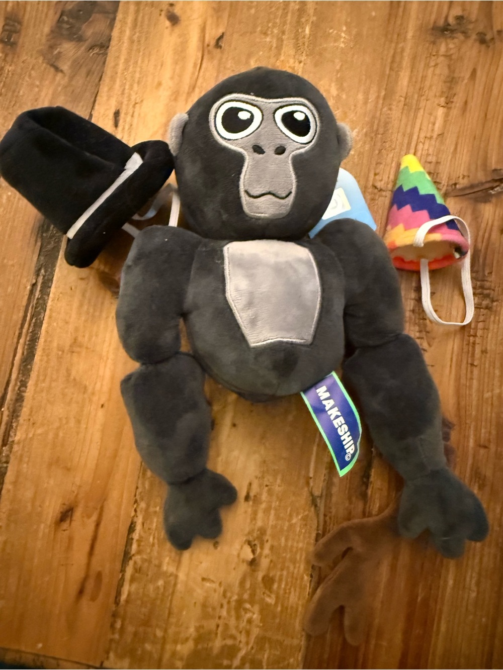 Makeship Plush Gray Gorilla Toy with Removable Accessories